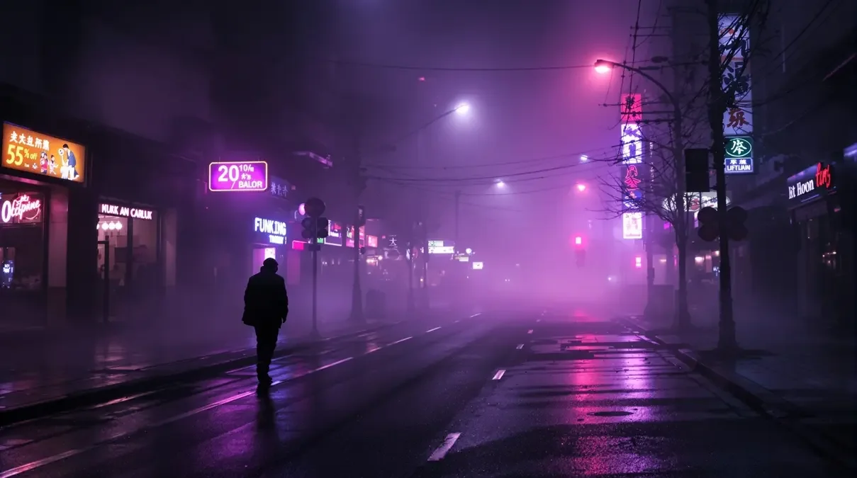 雾夜街拍：都市光影的静谧时刻